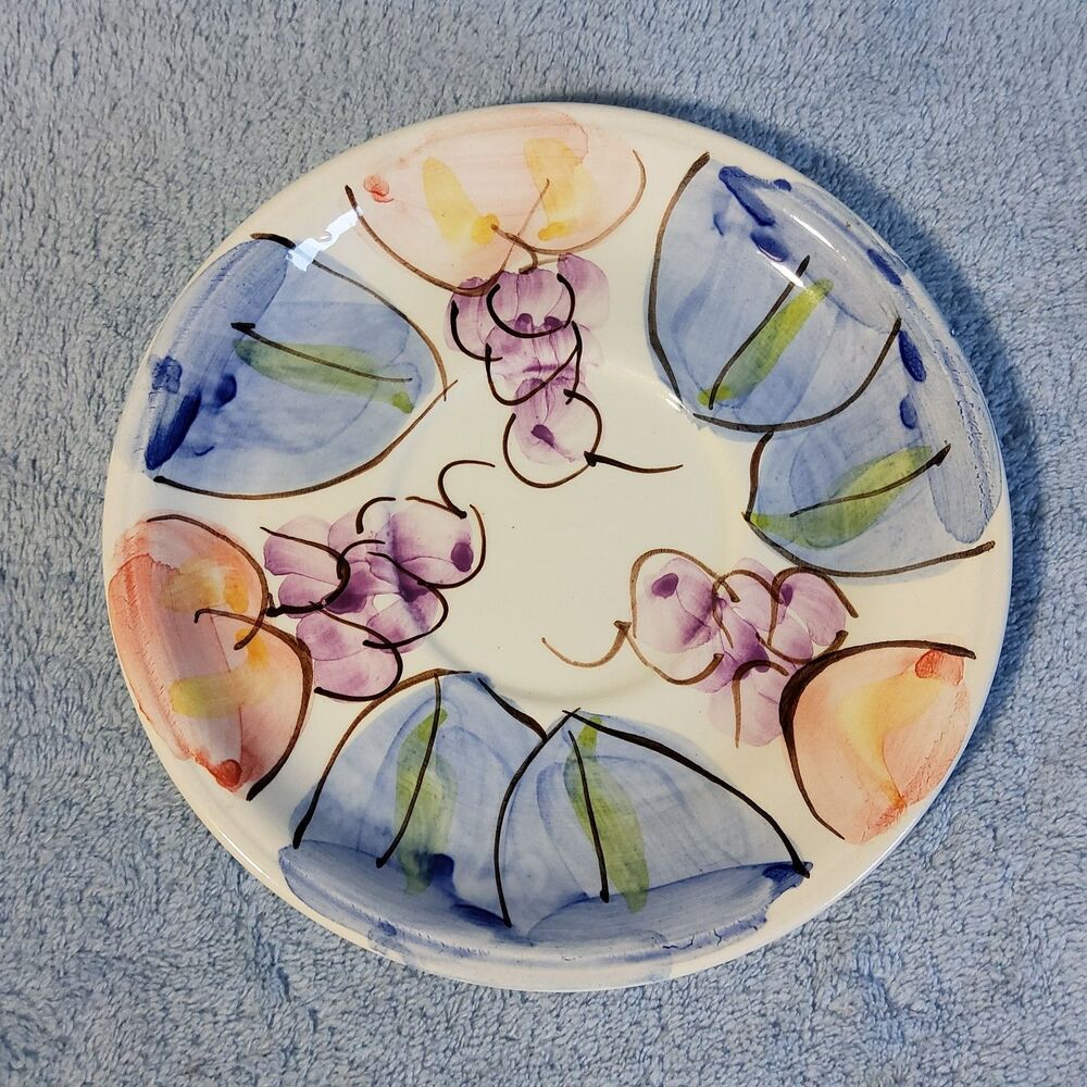 Bella Ceramica by Tienshan Saucer Replacement Plate Fruit Grape Floral 6"